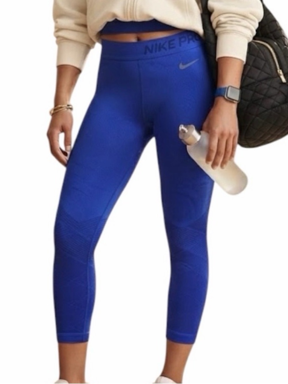 NIKE PRO Athleisure Minimalist Dri-FIT Crop Capri Leggings Blue Purple Small